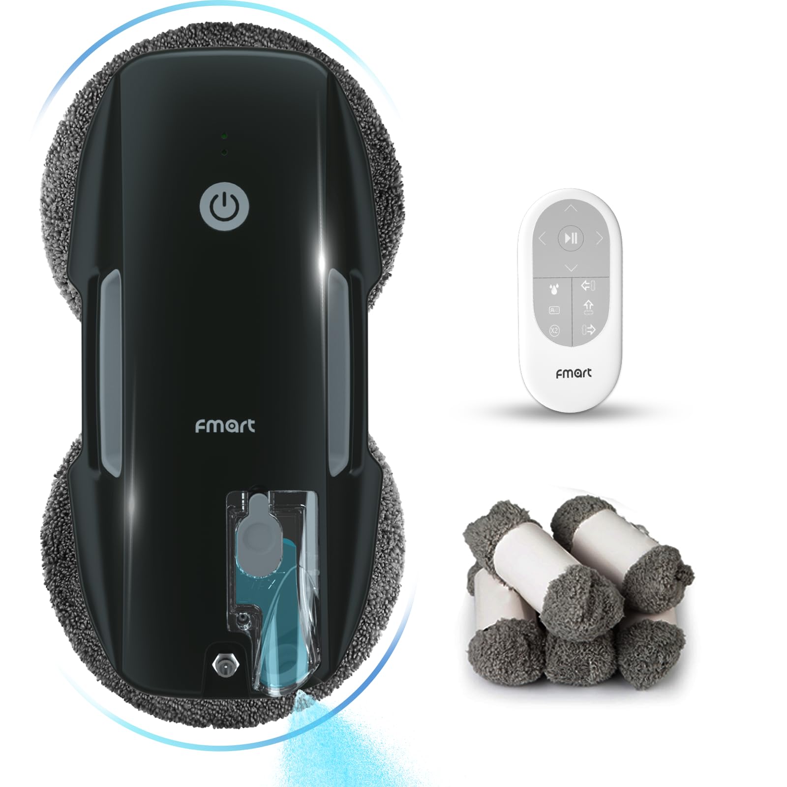 Amazon.com — Робот для мытья окон FMART T9Pro — 3800PA, ультразвуковой распылитель воды, планирование пути с помощью искусственного интеллекта, роботизированный очиститель окон с функцией обнаружения кромок с помощью искусственного интеллекта с дистанционным управлением и 10 салфетками — глубокая очистка окон, плитки